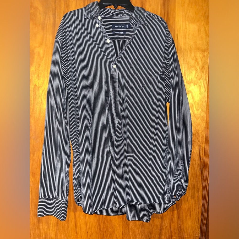 Men’s Nautical Sanded Poplin button up long sleeve